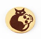 Black cat - leather sew, cat leather patch, witch cat, great gift.