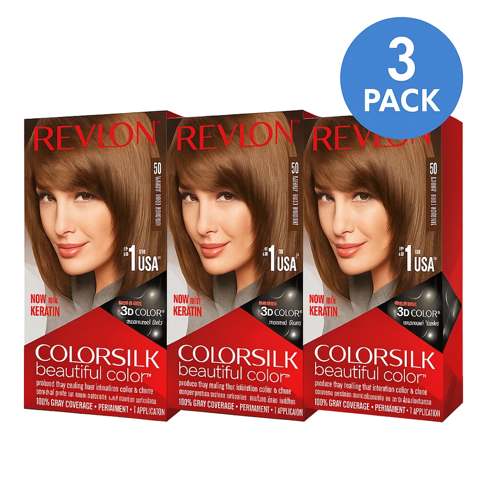 Revlon Colorsilk Color de Cabello Marrón Ceniza Claro #50 Paquete de 3 Nuevo Foto 1 de 1
