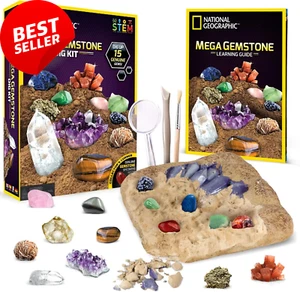 National Geographic Mega Gemstone Dig Kit, 15 Real Gemstones, STEM Educational - Picture 1 of 12