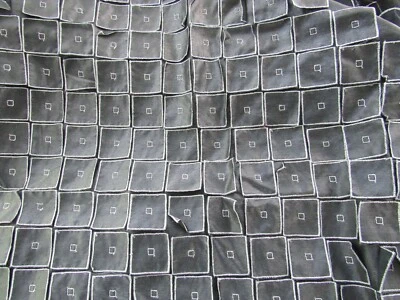 Vintage Silver & Grey Sparkly Fabric Applique Squares Grid 2.8 yrds 60 wide - Image 1 of 4