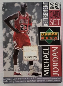 JUEGO DE 23 CARTAS MICHAEL JORDAN RETIRO CONMEMORATIVO CUBIERTA SUPERIOR 3,5X5. - Imagen 1 de 6