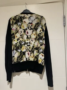 Paul Smith Ladies Wool Cardigan Size L black with floral stretch back worn once - Picture 1 of 9