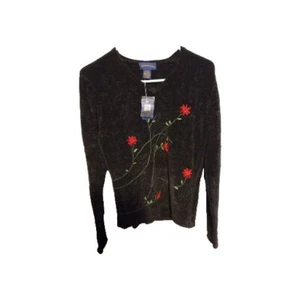 Charter Club Women's Luxury Soft Flower Sweater Size Medium - Picture 1 of 7