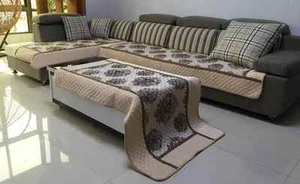 Quilted Chenille Custom Sectional Sofa Couch Slipcovers Furniture Protector  - Picture 1 of 15