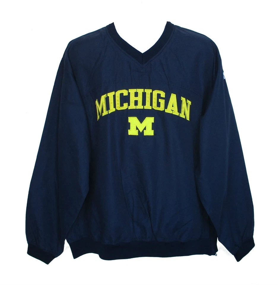 Adidas Мичиган росомахи ветровка пуловер v-образным вырезом команды цвета - Изображение 1 из 1