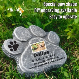 Dog Memorial Stone Paw Print Pet Memorial Photo Frame Pet Loss Gift Dog Grave - Photo 1 sur 11