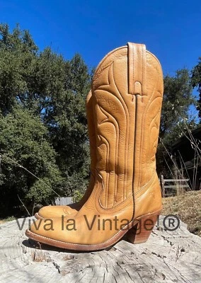 Botas FRYE de Cuero Años 70-80 De Colección para Mujer 6 1/2 B Vaquero Occidental Boho Hippy Foto 1 de 4