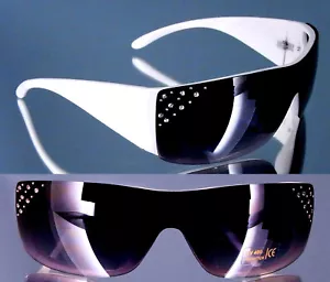Jyla Damen Luxus Designer Sonnenbrille weiß mit Straß UV400 Schutzpass 10056 W . - Bild 1 von 2