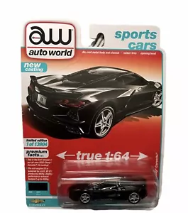 Auto World 2020 Chevy Corvette C8 in Black Sports Car Premium Series 1/64 Rel 2 - Picture 1 of 3