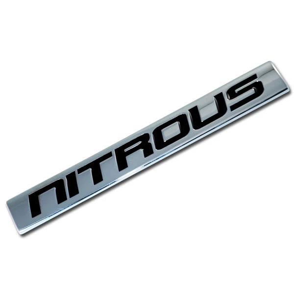 CHROME/BLACK METAL NITROUS NOS ENGINE RACE MOTOR SWAP BADGE FOR TRUNK HOOD DOOR - Image 1 of 1