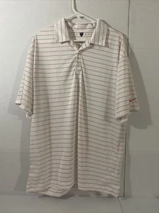 Nike Dri-Fit Herren rot & weiß gestreiftes Kurzarm Polo Golf Shirt Gr. XL - Bild 1 von 4