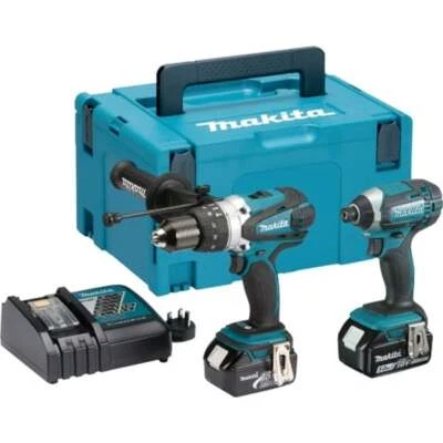 Makita DLX2145TJ 18v Cordless Twin Pack 2 x 5.0ah Batteries DHP458 & DTD152 - Image 1 of 2