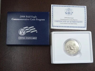 2008-S Bald Eagle Unc Half Dollar Commemorative US Mint Coin BU OGP Box & COA - Image 1 of 4