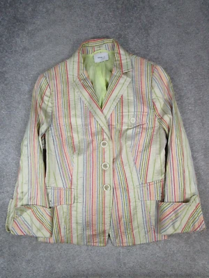Akris Punto Sports Coat Womens 12 Beige Pink Green Silk Blazer - Image 1 of 4