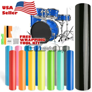 Drum Wrap Vinyl Kit Gloss Glossy For Snare Kick Bass Tom WMP Shell Skin Sticker - Picture 1 of 109