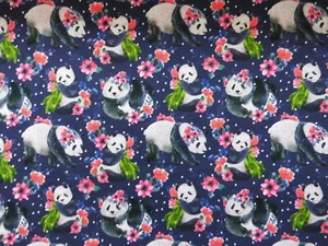 Jersey ♥ Tela de jersey ♥ Tela infantil ♥ Panda Jogi ♥ Flores ♥ Azul oscuro - Imagen 1 de 4