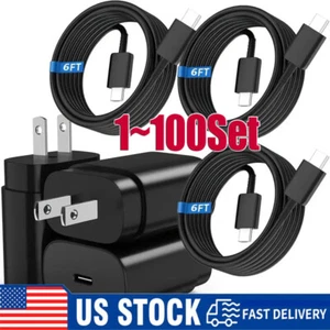 25w Type USB-C Fast Wall Charger+6FT Cable For Galaxy S24 S23 S20 S21 5G lot US - Picture 1 of 51