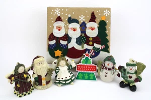 Cute Set 5 Christmas Tree Ornaments Holiday Treasures Santa Claus Snowman Angels - Picture 1 of 12