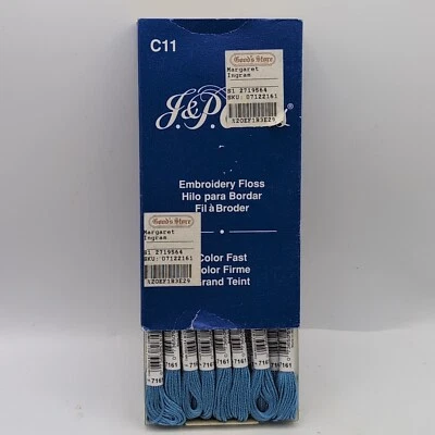 Box of 24 Skeins J. & P. Coats Light Blue #7161 Embroidery Floss C11 - Image 1 of 4