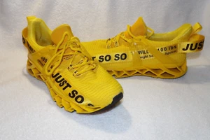 Just So So 42 Hombres Talla 9 Zapatos Amarillo Negro Atlético Parte Superior Baja Entrenador Tenis - Imagen 1 de 7