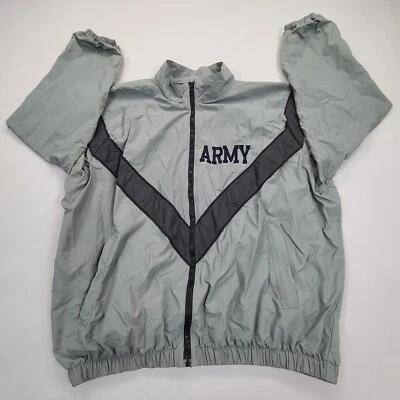 Army Jacket Mens Large Gray Full Zip Windbreaker PulloverArmed Services Active - Image 1 of 4