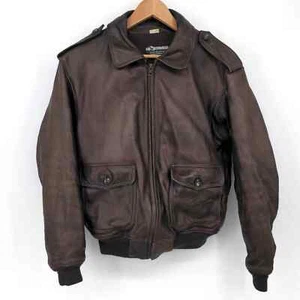 Nordstrom Northwear Leather Aviator Jacket Vintage Flight Bomber Pilot Brown 40R - Picture 1 of 11
