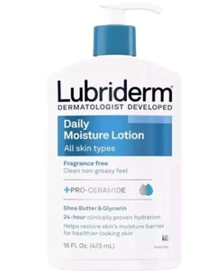 FOUR Lubriderm Fragrance Free Daily Moisture Lotion Pro-Ceramide Shea Butter 16 - Picture 1 of 5