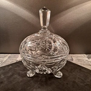 Servierschale geschliffenes Glas mit Deckel 5x8 Bonboniere Snacks Potpourri Dekor - Bild 1 von 8