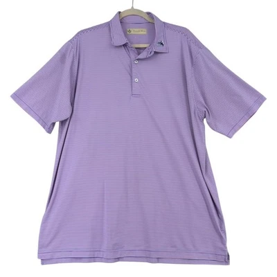 Camisa polo de golf Donald Ross Sportswear para hombre grande a rayas púrpura rosa azul Foto 1 de 4