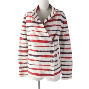 Excellent condition CHANEL P64296 Cashmere Coco Mark Button Striped Knit Jacket - Picture 1 of 10