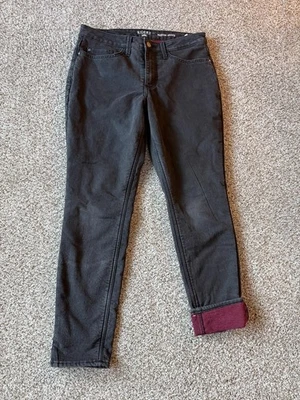 Pantalones de mezclilla para mujer RIDERS by Lee ajustados negros rojos forrados de lana talla 10M Foto 1 de 4