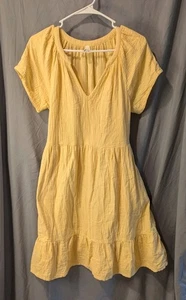 pact woman s small yellow dress Shirt Sleeve Knee Length Organic Cotton - Picture 1 of 8