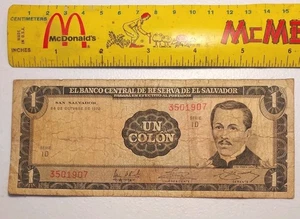 Billete de 1 colón 1975 El Banco de Reserva de El Salvador; P-115 *circulado* - Imagen 1 de 2