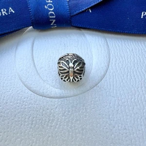 Authentic Pandora Silver Lacewing Oxi Lace Butterfly Insect Clip Charm #791256 - Picture 1 of 4