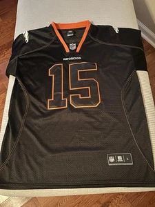 NFL Tim Tebow Denver Broncos Authentic Team Mens Jersey Sewn Sz L Reebok Black - Picture 1 of 7