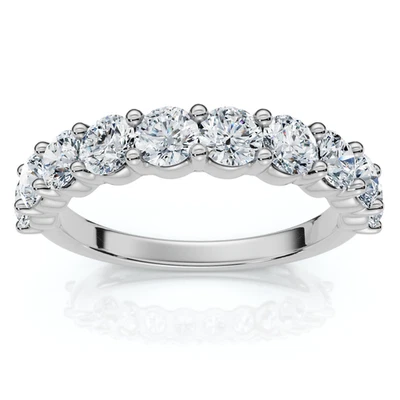 Alianza de boda redonda de diamantes de media eternidad de 1 quilate TW de oro de 14 k o platino cultivada en laboratorio Foto 1 de 4