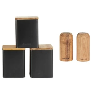 Salter Kitchen Set Storage Canisters Tea Coffee Sugar Salt & Pepper Shakers - Picture 1 of 7