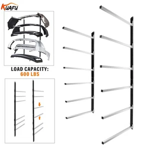 6 Place Wall Mount Bumper Rack Stand Auto Body Bumper Storage Rack Adjustable - Picture 1 of 22