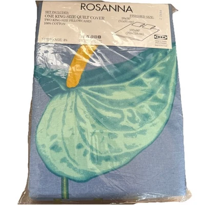 3pc Ikea Rosanna Floral King Quilt Duvet Cover 2 Cases Set 100% C RARE Laceleaf - Image 1 of 4