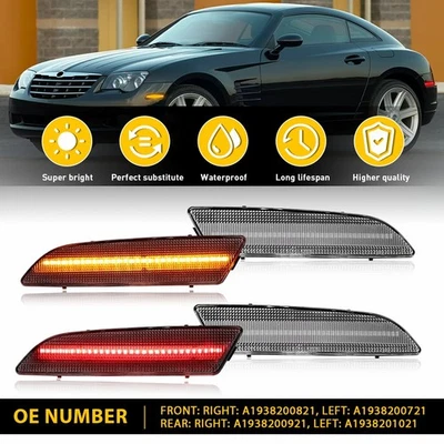 4X Luz LED Marcadora Lateral Lente Transparente Ajuste Delantero Trasero 2004-2008 Chrysler Crossfire Foto 1 de 4