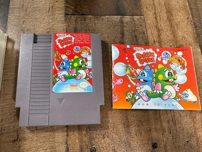 Bubble Bobble (Nintendo NES, 1988) w/manual *SEE PICS  *Cleaned Tested & Working - Image 1 of 4