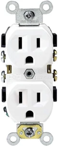 Leviton S02-0BR15-0WS 15A White Commercial Straight Blade Duplex Receptacle - Picture 1 of 1