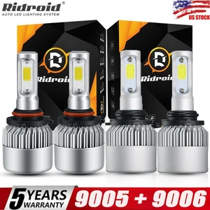 9005+9006 LED Combo Headlight Bulbs Kit High Low Beam 6000K Super Bright White - Picture 1 of 13