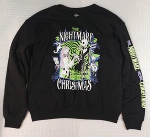 The Nightmare Before Christmas Sweatshirt Womens Large Black Spell Out Graphic - Picture 1 of 3