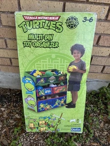 RARE 25” Teenage Mutant Ninja Turtles TMNT Toy Wood Storage Organizer Bins - New - Picture 1 of 6