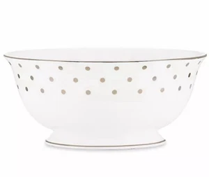 Kate Spade Lenox Larabee Road White and Silver Polka Dot Platinum Serving Bowl - Picture 1 of 4