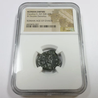 268-270 AD NGC ANCIENTS Roman Empire Bi Double Denarius Coin #57704A - Image 1 of 4