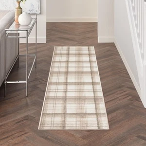 Nourison Grafix Ivory Beige 2'3" x 10' Area Rug Easy Clean, Non Shedding, Bed... - Picture 1 of 6