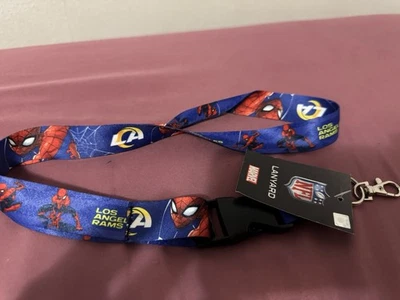 Los Angeles Rams Lanyard W/Spider Man Marvel W/detach Buckle 21” NFL - Image 1 of 4