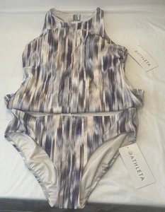 ATHLETA Size M Medium High Waist Swim Bottom/Tankini Grey Abstract #657731 NEW - Picture 1 of 10